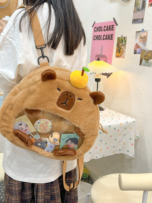 Capybara plush fuctional bag shoulder bag backpack