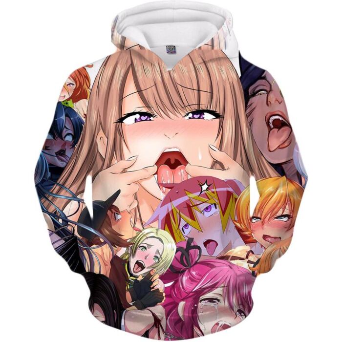 ANIME AHEGAO HENTAI 3D PRINT PULLOVER HOODIE JUMPER CLOTHES