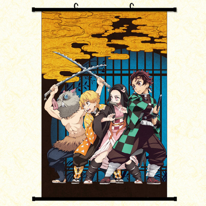 Wall Scroll - Demon Slayer Tanjiro/Nezuko/Inosuke/Zenitsu