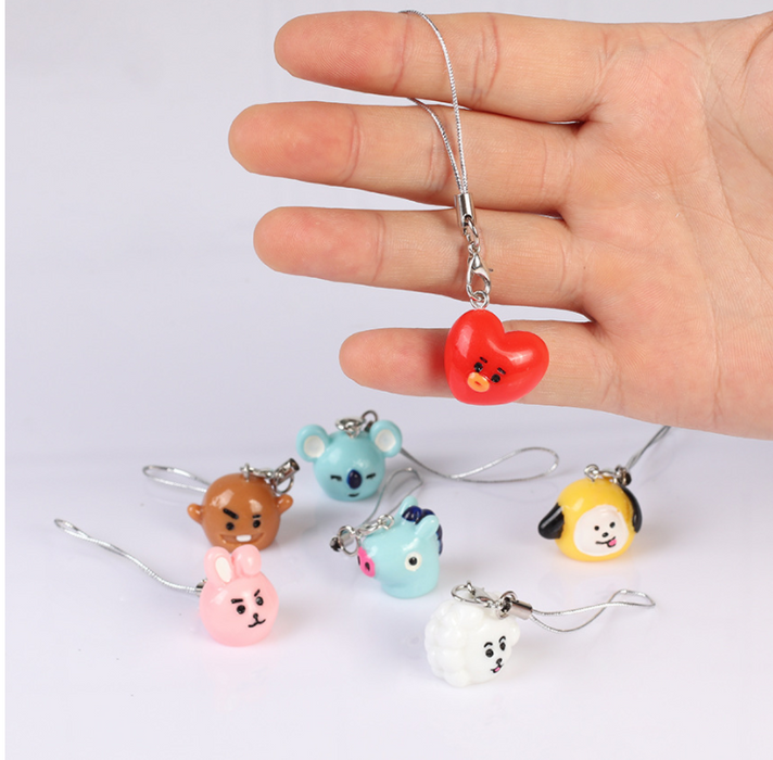 OFFICIAL KPOP BTS BANGTAN BOYS MOBILE PHONE PENDANT 3D DOLL & NECKLACE