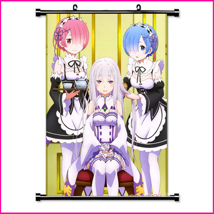 Wall Scroll - Re Zero Rem/Ram/Emilia