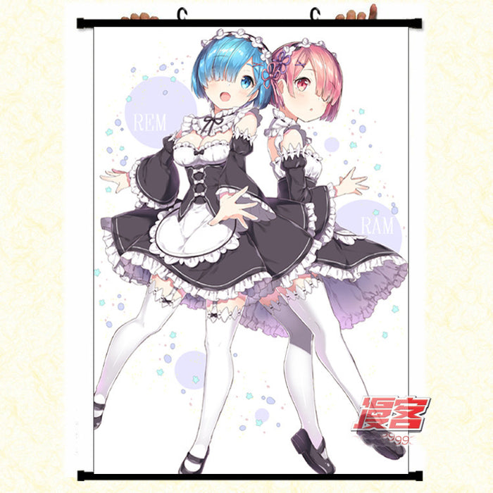 Wall Scroll - Re Zero Rem & Ram