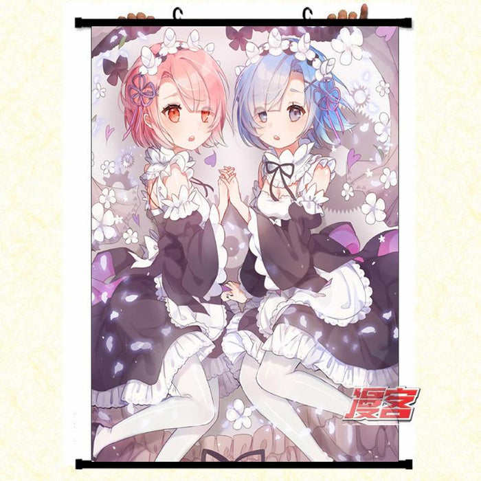 Wall Scroll - Re Zero Rem & Ram