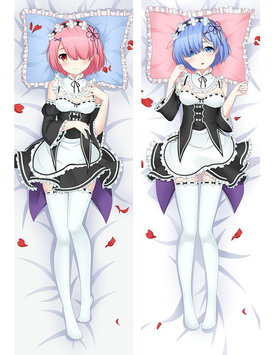 Re Zero Rem & Ram Dakimakura Hugging Peach Skin Body Pillow (R4)