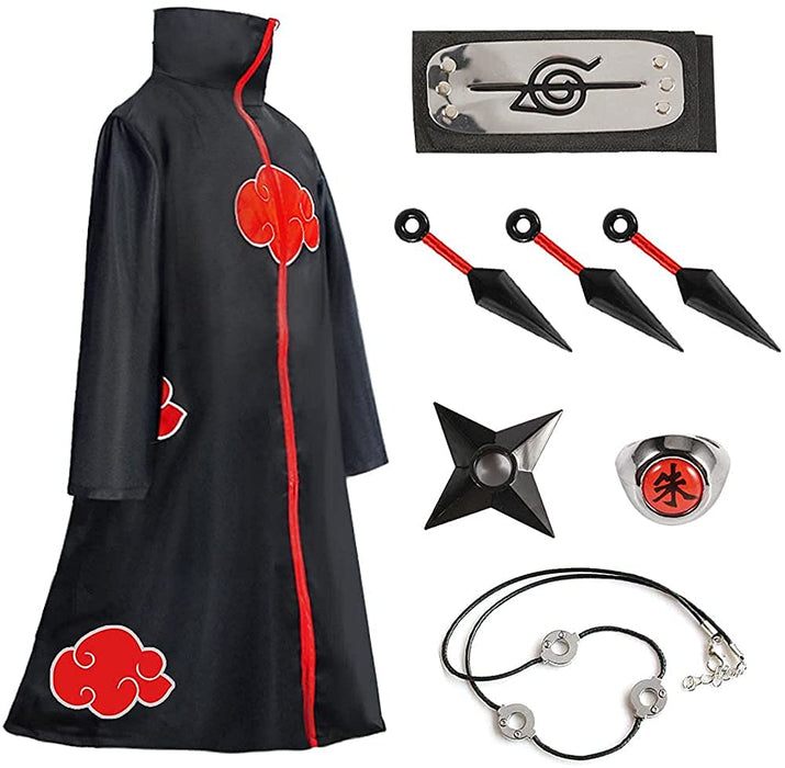 Naruto AKATSUKI CLOAK Cosplay 7 pcs set Costume