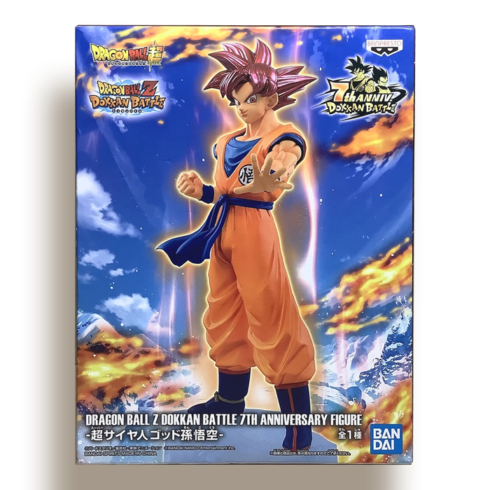 BANDAI BANPRESTO Dragon Ball Z Dokkan Battle Collab 7TH ANNIVERSARY Super Saiyan God Goku Figure