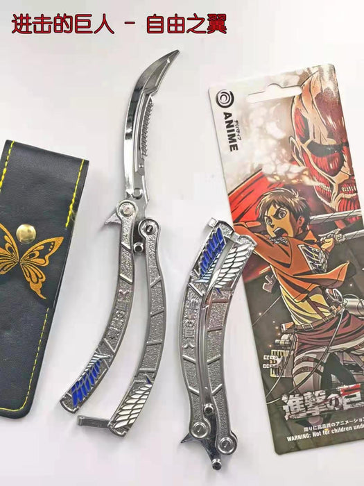 Attack on Titan Anime Butterfly Knife (Blunt Blade - Non sharp).