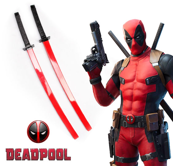 Metal Sword - Marvel Deadpool Double Twin Katana Sword Set RED 317b