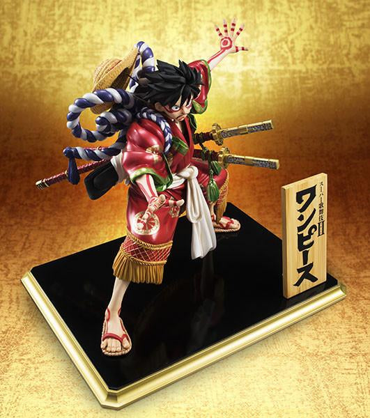 In stock Mega House Portrait Of Pirates One Piece Kabuki Edition Monky D. Luffy Limited Figure POP