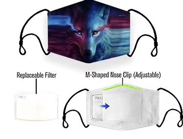 Anime Face Masks with Filter/Nose Clip/Adjustable Length